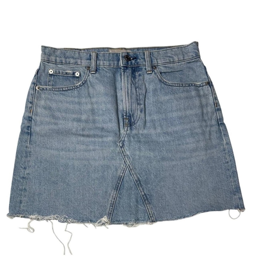 Everlane The Denim Reconstructed Skirt Light Wash Raw Hem 30